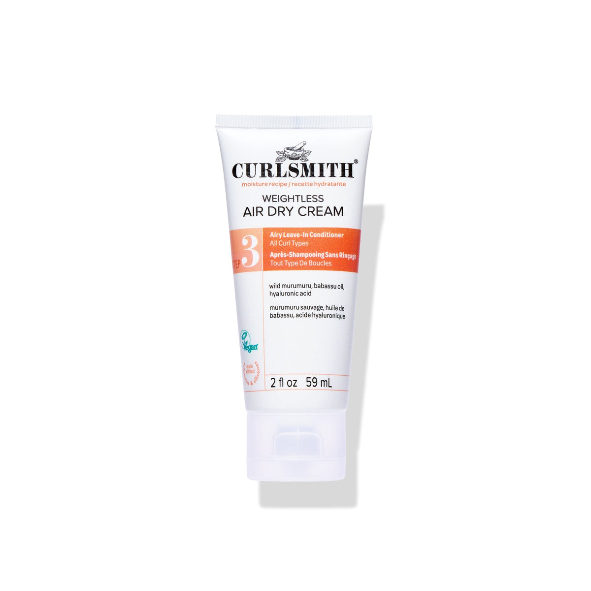 Curlsmith weightless air dry cream tube on a white background